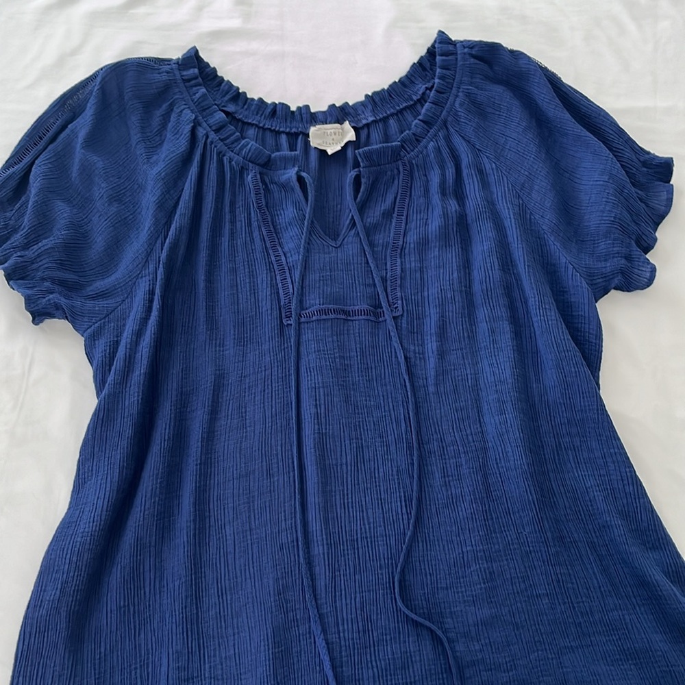 Navy Blue 3XL Puff Sleeve Blouse